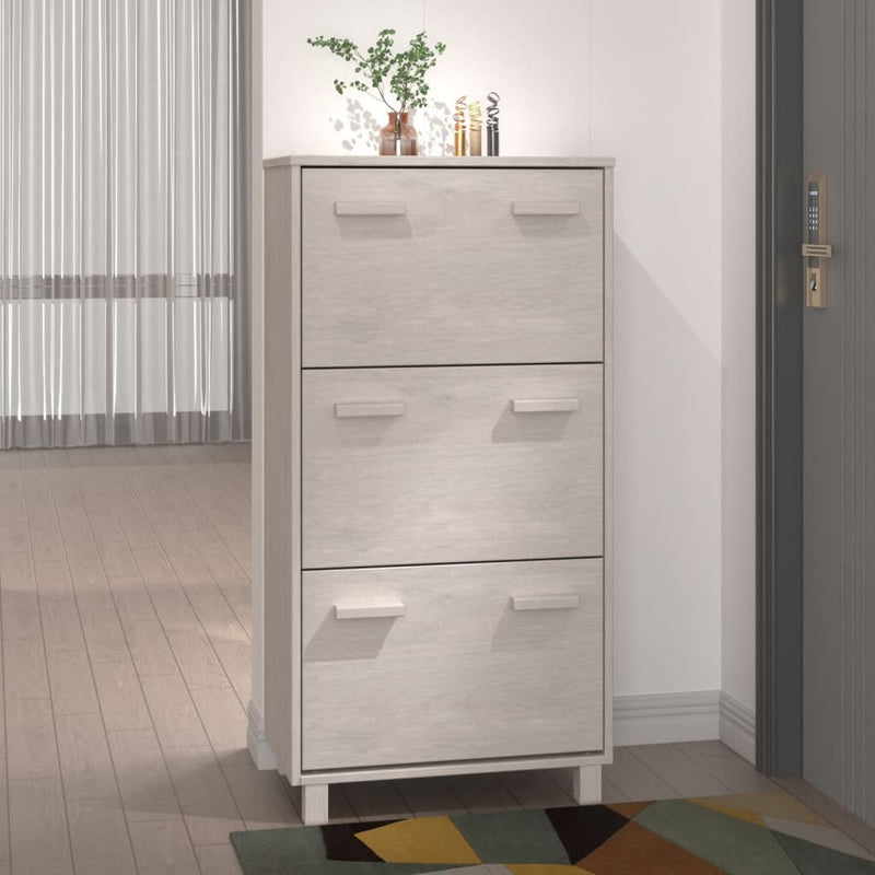 Vidaxl schoenenkast hamar 59,5x35x117 cm massief grenenhout wit