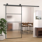Vidaxl schuifdeur 102,5x205 cm mat esg-glas en aluminium zwart - afbeelding 1