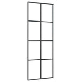 Vidaxl schuifdeur 76x205 cm esg-glas en aluminium zwart - afbeelding 2
