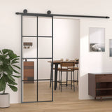 Vidaxl schuifdeur 76x205 cm esg-glas en aluminium zwart - afbeelding 1