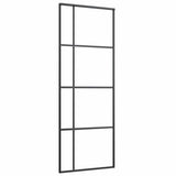 Vidaxl schuifdeur 76x205 cm esg-glas en aluminium zwart - afbeelding 2