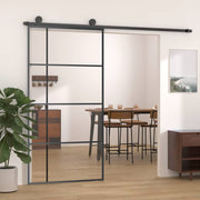 Vidaxl schuifdeur 102,5x205 cm esg-glas en aluminium zwart - afbeelding 1