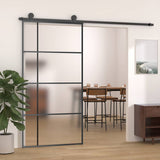 Vidaxl schuifdeur 102,5x205 cm mat esg-glas en aluminium zwart - afbeelding 1