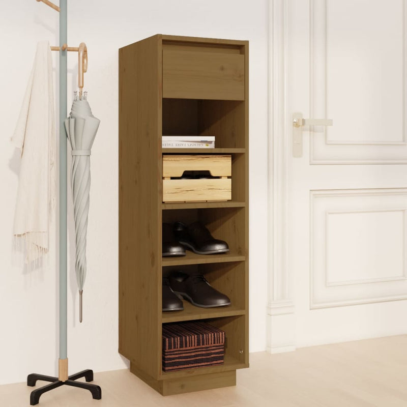 Vidaxl schoenenkast 30x34x105 cm massief grenenhout honingbruin