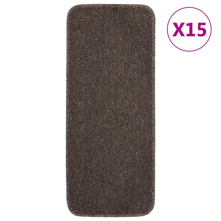 Vidaxl trapmatten 15 st anti-slip rechthoekig 60x25 cm bruin