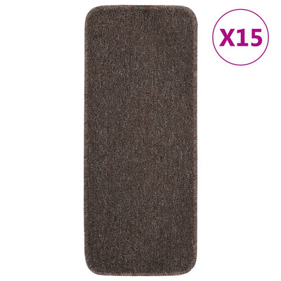 Vidaxl trapmatten 15 st anti-slip rechthoekig 60x25 cm bruin