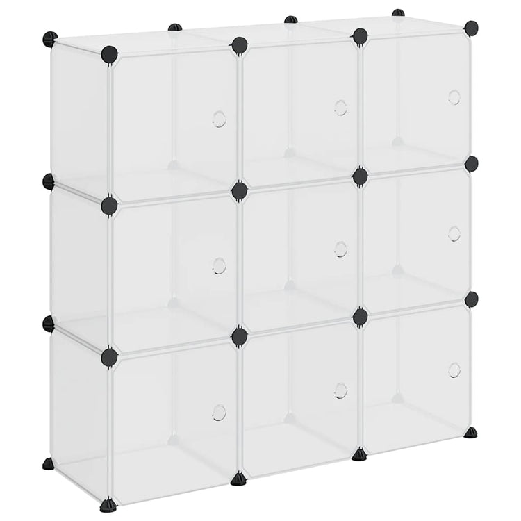 Vidaxl opbergkubus organizer met 9 kubussen en deuren transparant pp