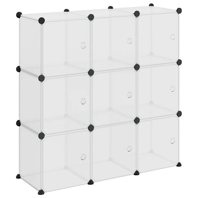 Vidaxl opbergkubus organizer met 9 kubussen en deuren transparant pp