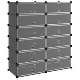 Vidaxl schoenenrek 94,5x36,5x106 cm polypropeen zwart - afbeelding 2