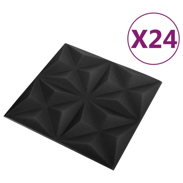 Vidaxl 24 st wandpanelen 3d origami 6 m² 50x50 cm zwart