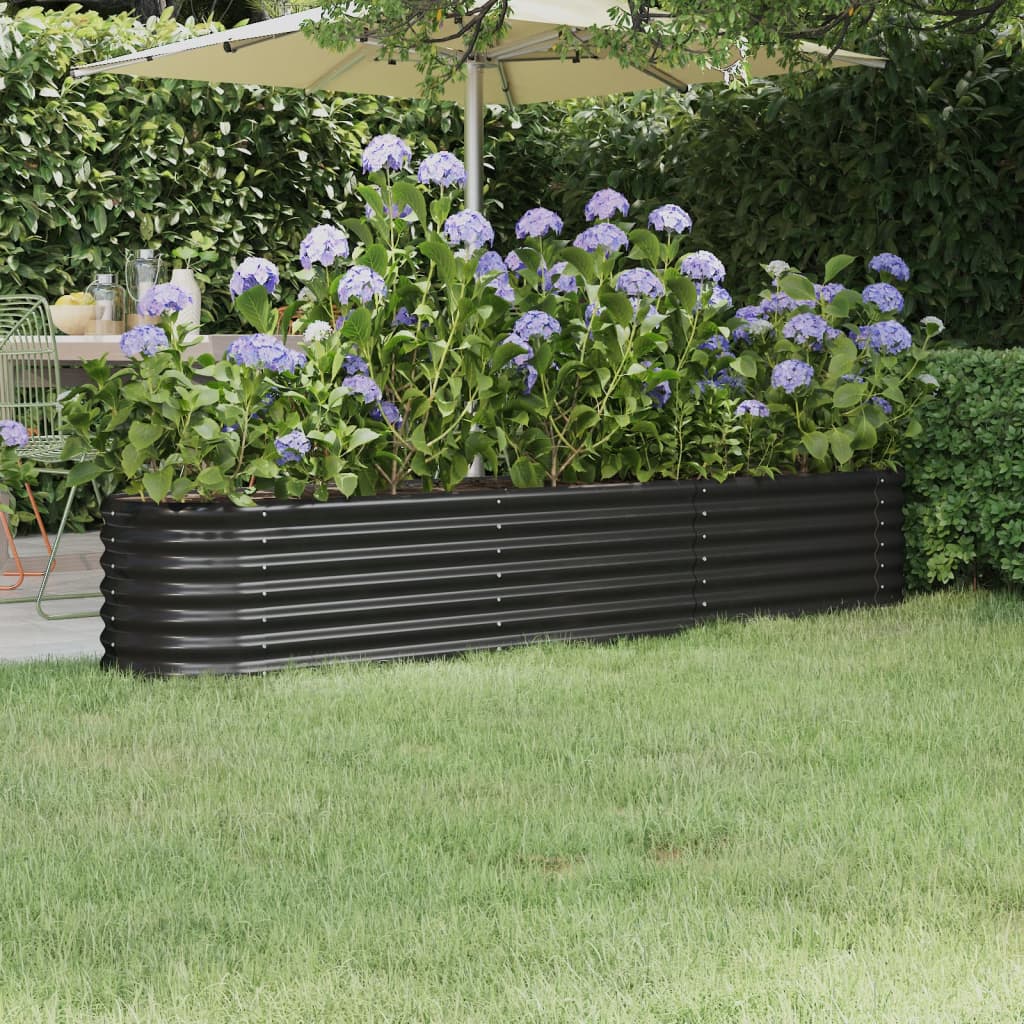 Vidaxl plantenbak 224x40x36 cm gegalvaniseerd staal antracietkleurig