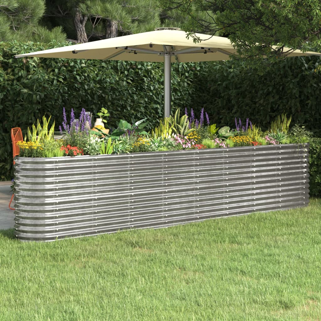 Vidaxl plantenbak 332x40x68 cm gegalvaniseerd staal zilverkleurig