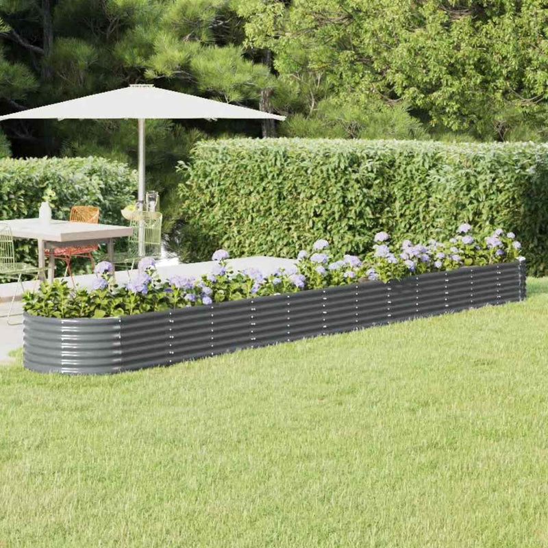 Vidaxl plantenbak 512x80x36 cm gegalvaniseerd staal antracietkleurig
