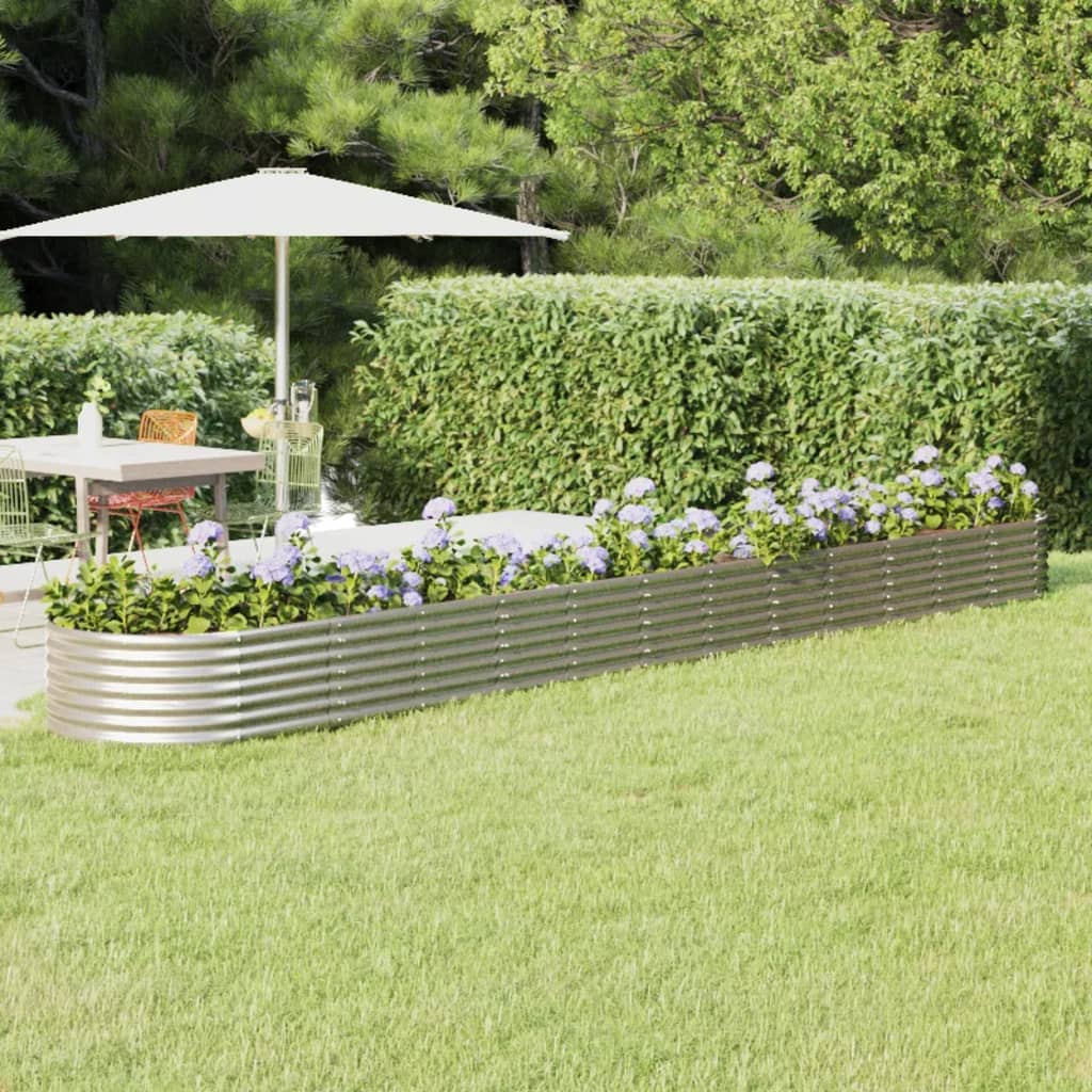 Vidaxl plantenbak 512x80x36 cm gegalvaniseerd staal zilverkleurig