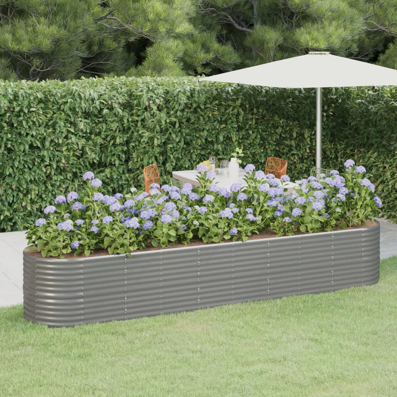 Vidaxl plantenbak 368x80x68 cm gegalvaniseerd staal grijs