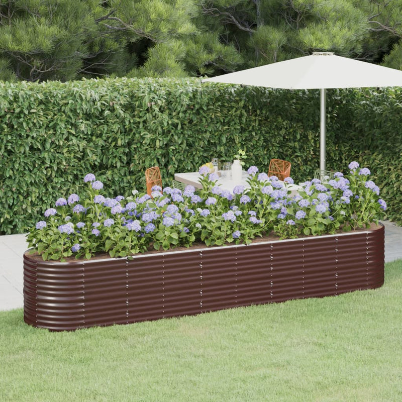 Vidaxl plantenbak 368x80x68 cm gegalvaniseerd staal bruin