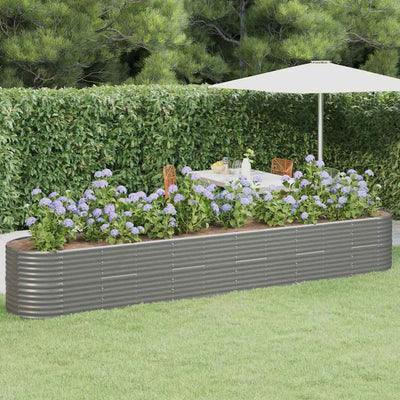 Vidaxl plantenbak 440x80x68 cm gegalvaniseerd staal grijs