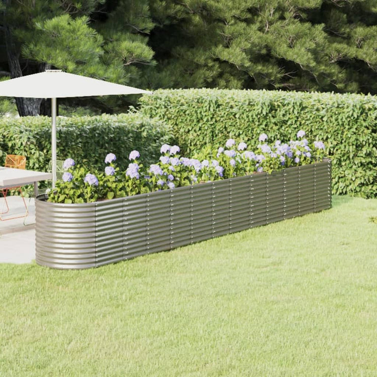 VidaXL Plantenbak 512x80x68 cm gepoedercoat staal zilverkleurig