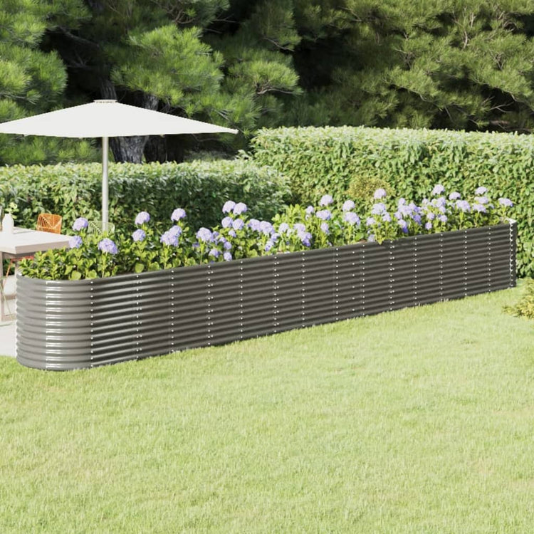 VidaXL Plantenbak 620x80x68 cm gepoedercoat staal grijs