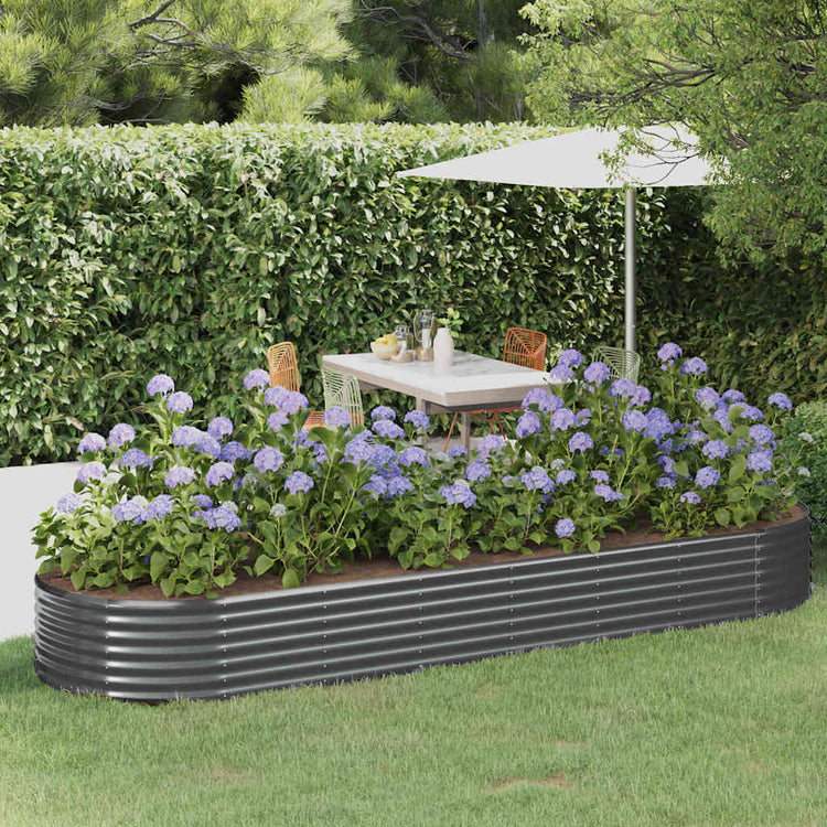 Vidaxl plantenbak 322x100x36 cm gegalvaniseerd staal antracietkleurig