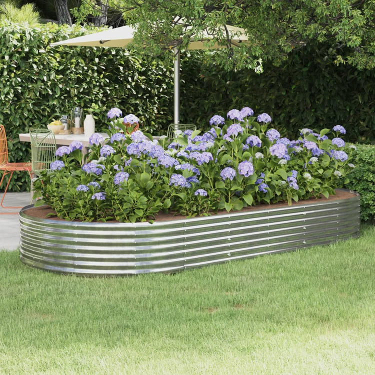 VidaXL Plantenbak 296x140x36 cm gepoedercoat staal zilverkleurig
