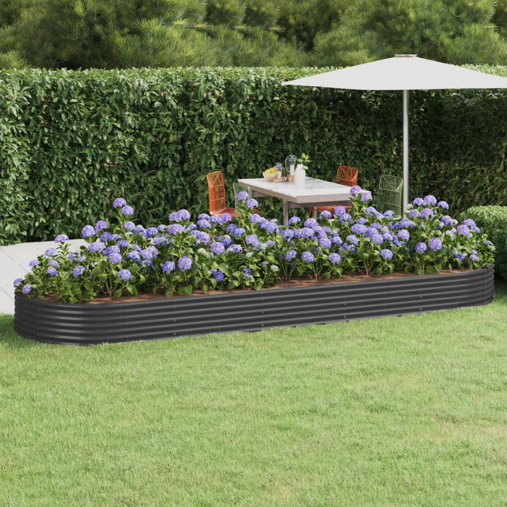 Vidaxl plantenbak 450x140x36 cm gegalvaniseerd staal antracietkleurig