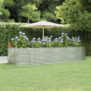 Vidaxl plantenbak 367x140x68 cm gepoedercoat staal zilverkleurig - afbeelding 1