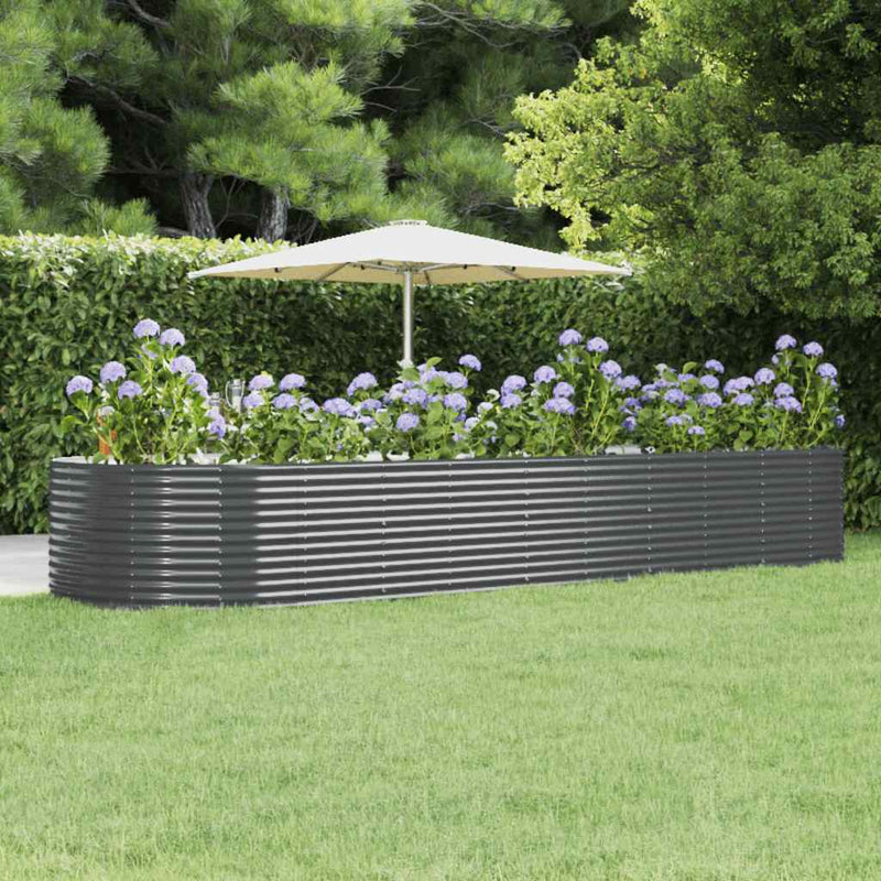 Vidaxl plantenbak 447x140x68 cm gegalvaniseerd staal antracietkleurig