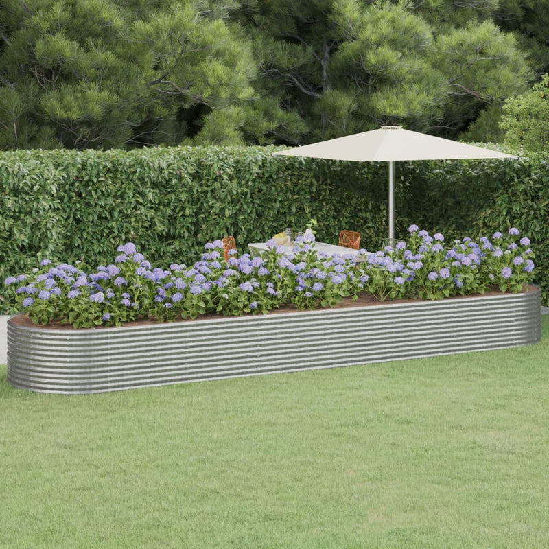 VidaXL Plantenbak 584x140x68 cm gepoedercoat staal zilverkleurig