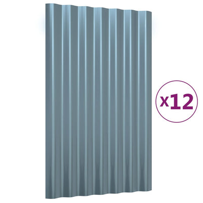 Vidaxl dakpanelen 12 st 60x36 cm gegalvaniseerd staal grijs