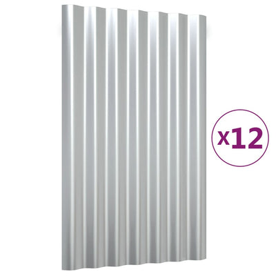 Vidaxl dakpanelen 12 st 60x36 cm gegalvaniseerd staal zilverkleurig