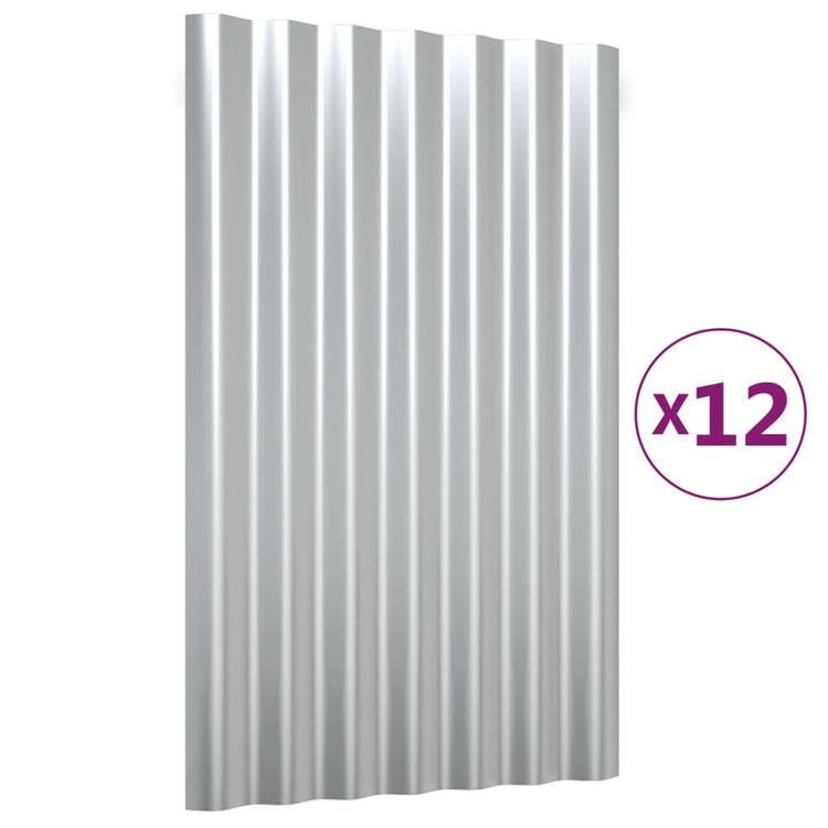 Vidaxl dakpanelen 12 st 60x36 cm gegalvaniseerd staal zilverkleurig