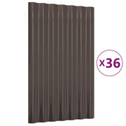 VidaXL Dakpanelen 36 st 60x36 cm gepoedercoat staal bruin - afbeelding 2