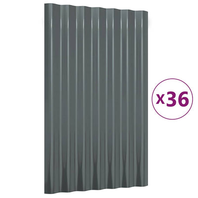 Vidaxl dakpanelen 36 st 60x36 cm gegalvaniseerd staal antracietkleurig