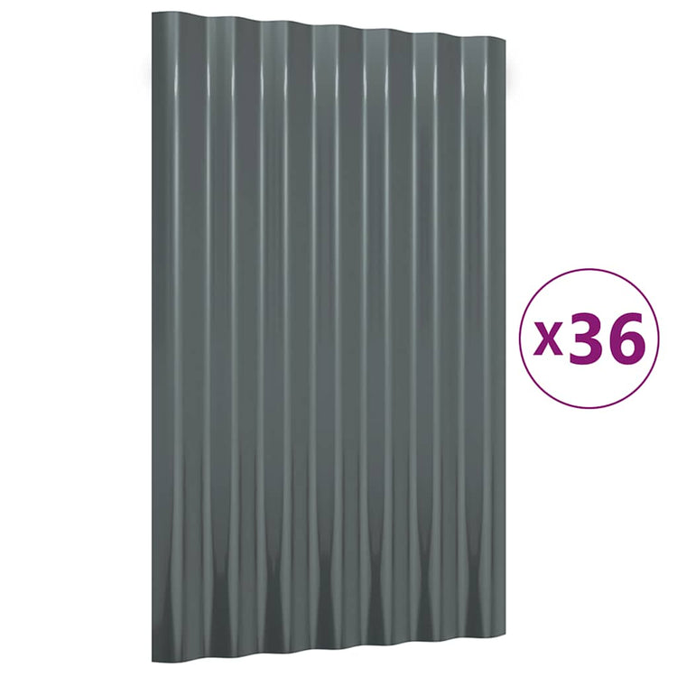 Vidaxl dakpanelen 36 st 60x36 cm gegalvaniseerd staal antracietkleurig