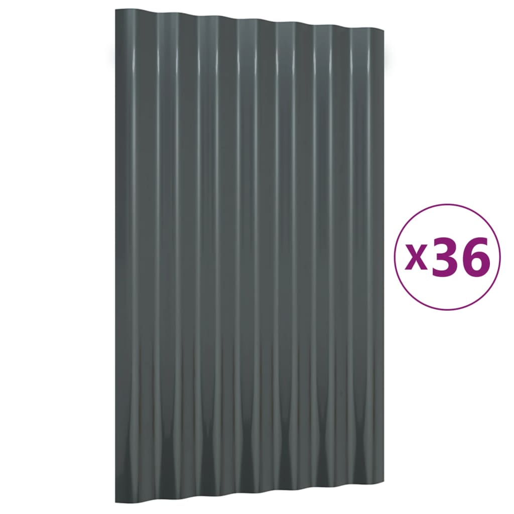 Vidaxl dakpanelen 36 st 60x36 cm gegalvaniseerd staal antracietkleurig