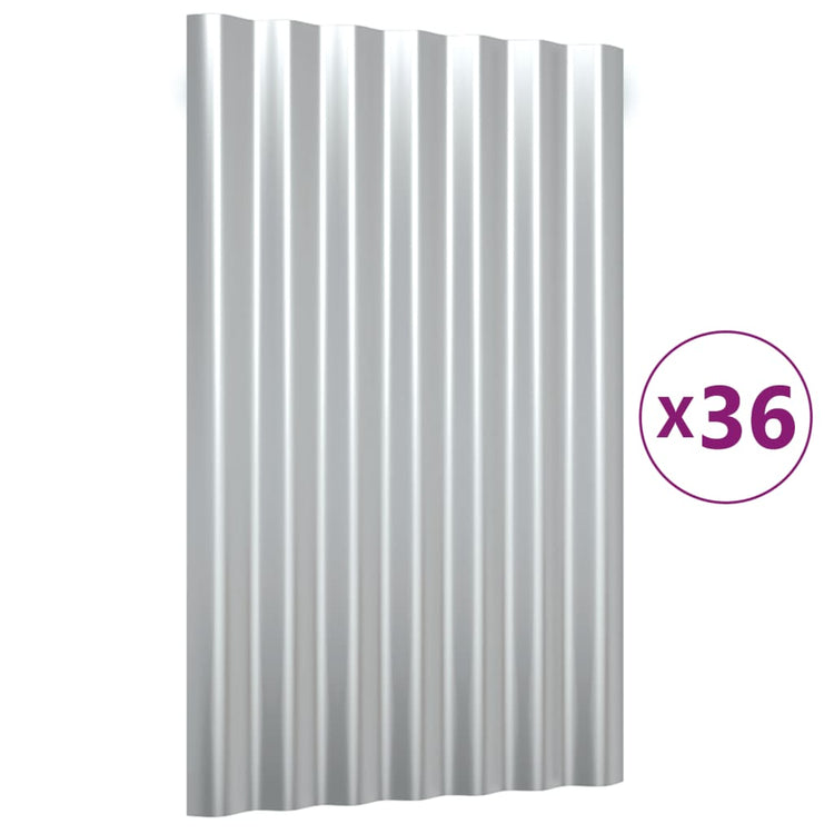 Vidaxl dakpanelen 36 st 60x36 cm gepoedercoat staal zilverkleurig