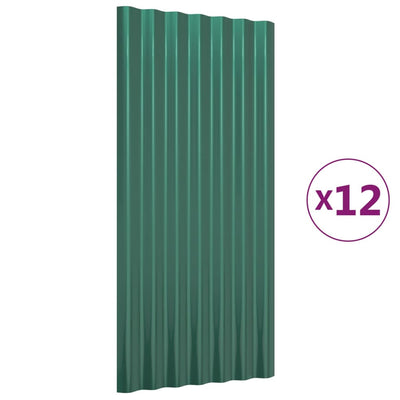 Vidaxl dakpanelen 12 st 80x36 cm gegalvaniseerd staal groen