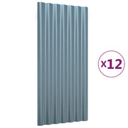 Vidaxl dakpanelen 12 st 80x36 cm gegalvaniseerd staal grijs - afbeelding 2
