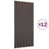 Vidaxl dakpanelen 12 st 80x36 cm gegalvaniseerd staal bruin - afbeelding 2