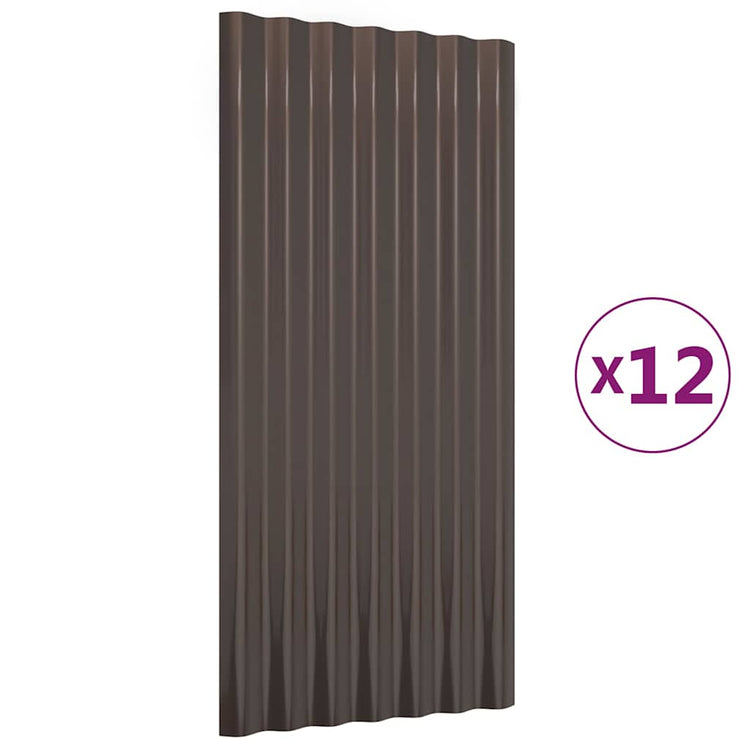Vidaxl dakpanelen 12 st 80x36 cm gegalvaniseerd staal bruin