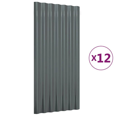 Vidaxl dakpanelen 12 st 80x36 cm gegalvaniseerd staal antracietkleurig