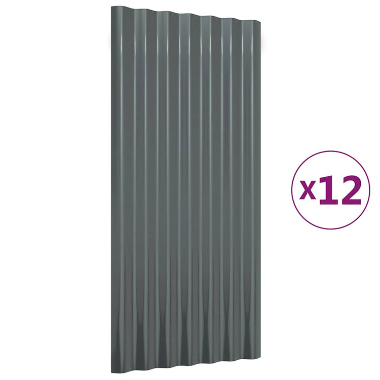 Vidaxl dakpanelen 12 st 80x36 cm gegalvaniseerd staal antracietkleurig