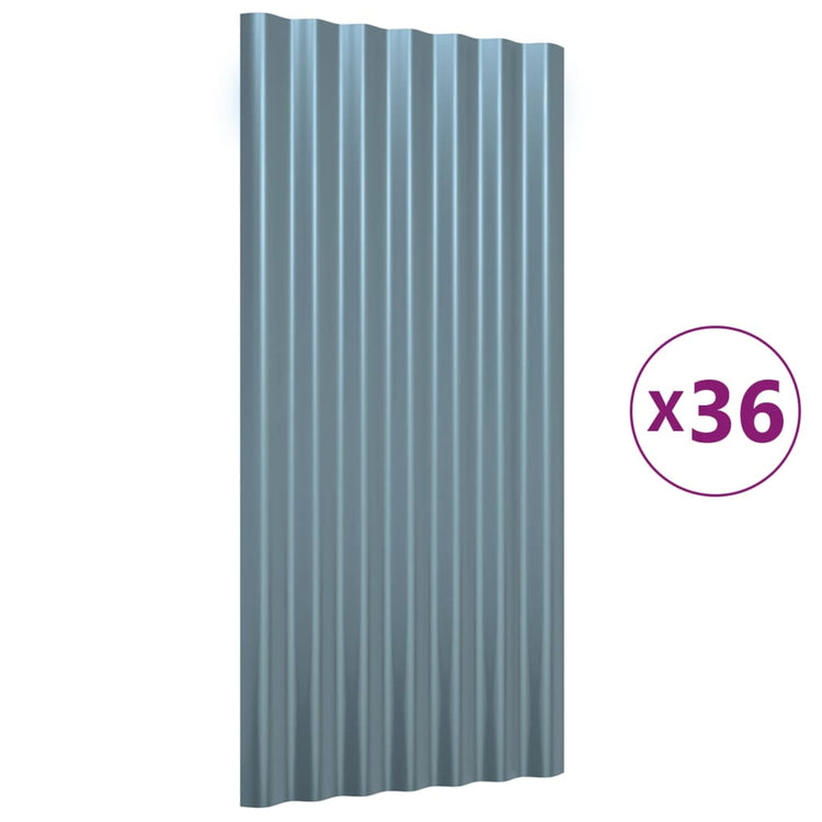 Vidaxl dakpanelen 36 st 80x36 cm gegalvaniseerd staal grijs