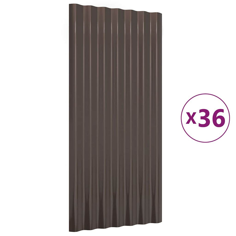 Vidaxl dakpanelen 36 st 80x36 cm gegalvaniseerd staal bruin