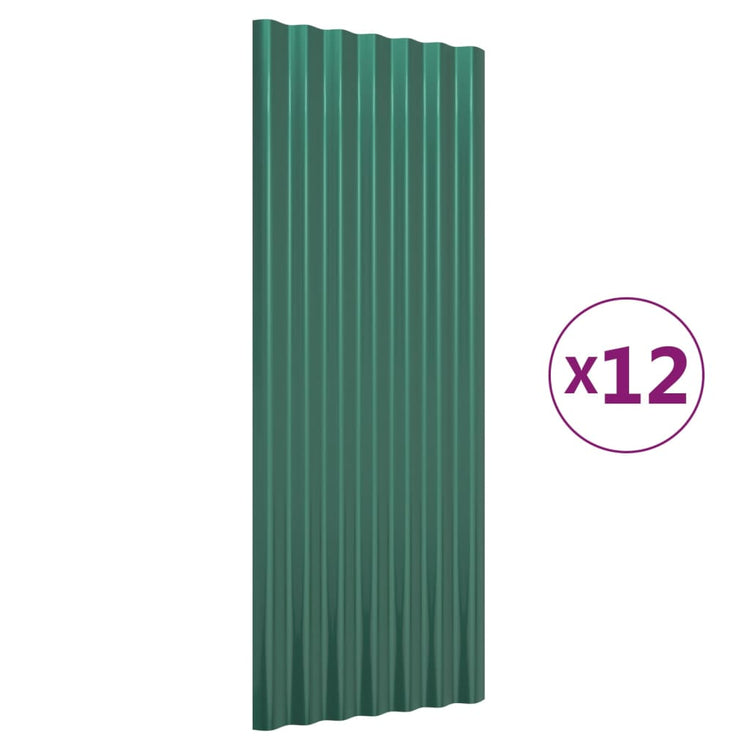 Vidaxl dakpanelen 12 st 100x36 cm gegalvaniseerd staal groen