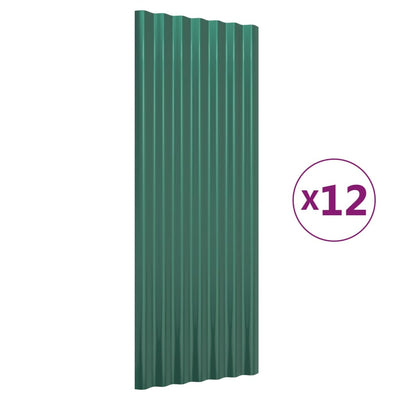 Vidaxl dakpanelen 12 st 100x36 cm gegalvaniseerd staal groen