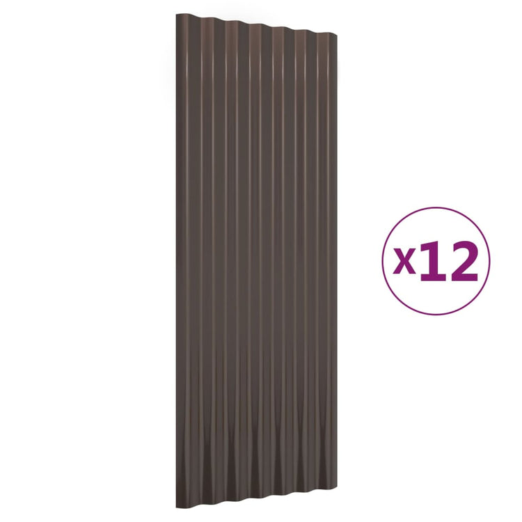 Vidaxl dakpanelen 12 st 100x36 cm gegalvaniseerd staal bruin