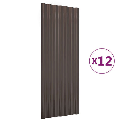 Vidaxl dakpanelen 12 st 100x36 cm gegalvaniseerd staal bruin