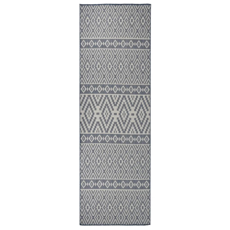 Vidaxl buitenkleed met patroon platgeweven 80x250 cm blauw